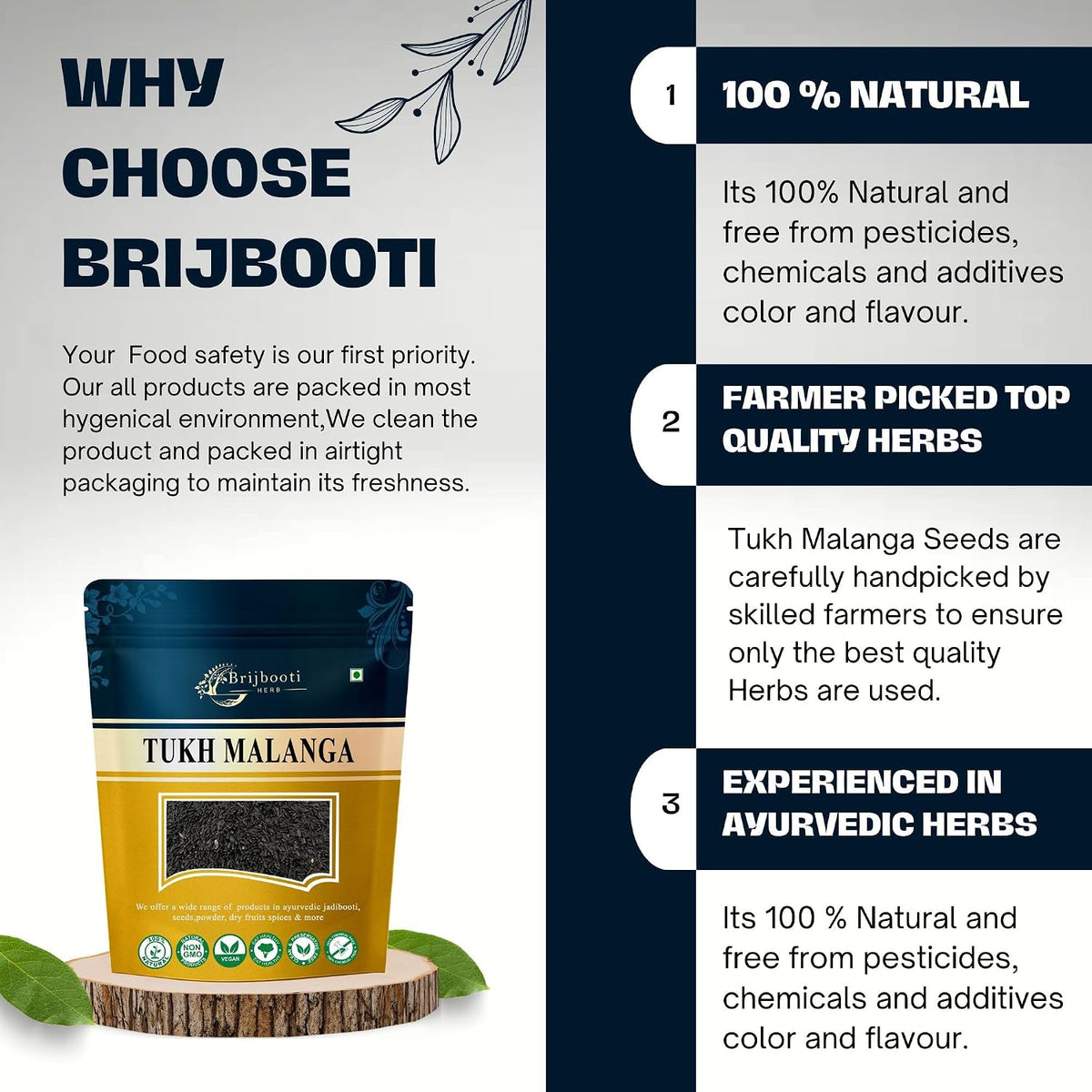 Brijbooti Tukh Malanga 100 GR | Tukh Malanga Seeds | Balanga Seeds | Tukhmalanga | Tukmalanga Beej | FSSAI, GMP, ISO Certified