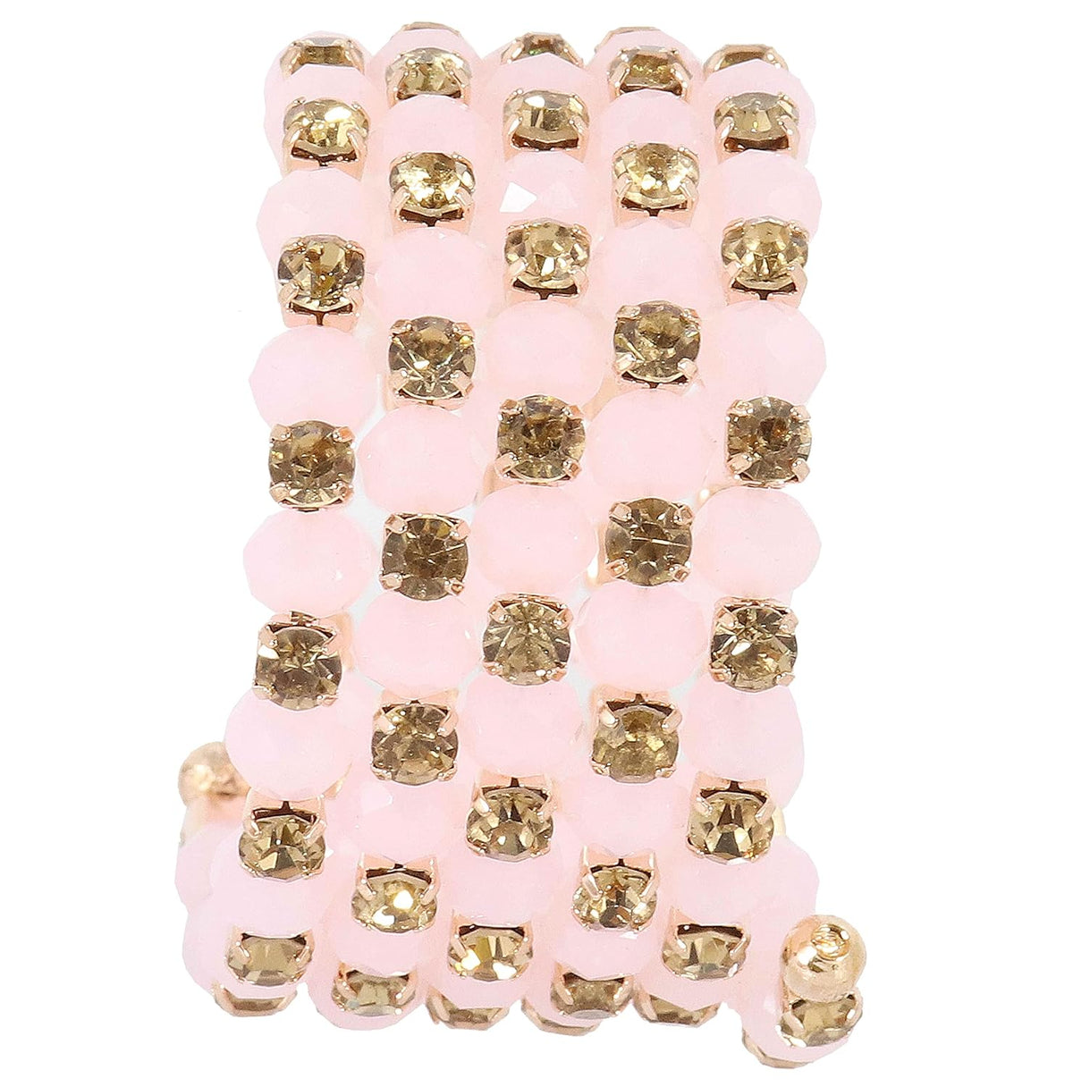 NMII Acrylic with Golden Diamond Stone & Pearls Adorned Free-Size Crystal Bracelet For Women & Girls | Stylish Bracelet For Girls | Beads Bracelet | Golden Fashion Jewellery