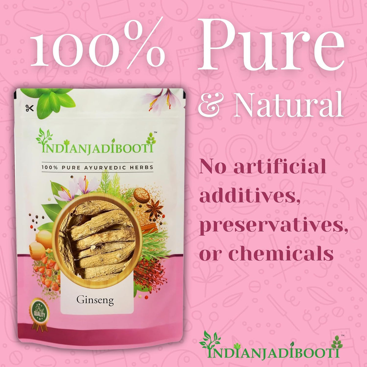 IndianJadiBooti Premium Ginseng Root Whole | Supports Natural Energy & Vitality | 100% Raw, Natural & Authentic Jadi Booti (20 Grams)