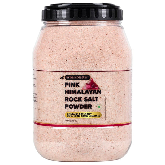 Urban Platter Pink Himalayan Rock Salt Powder, 3kg (Unrefined | Additive Free | 100% Pink Rock | Sendha | PET Jar)