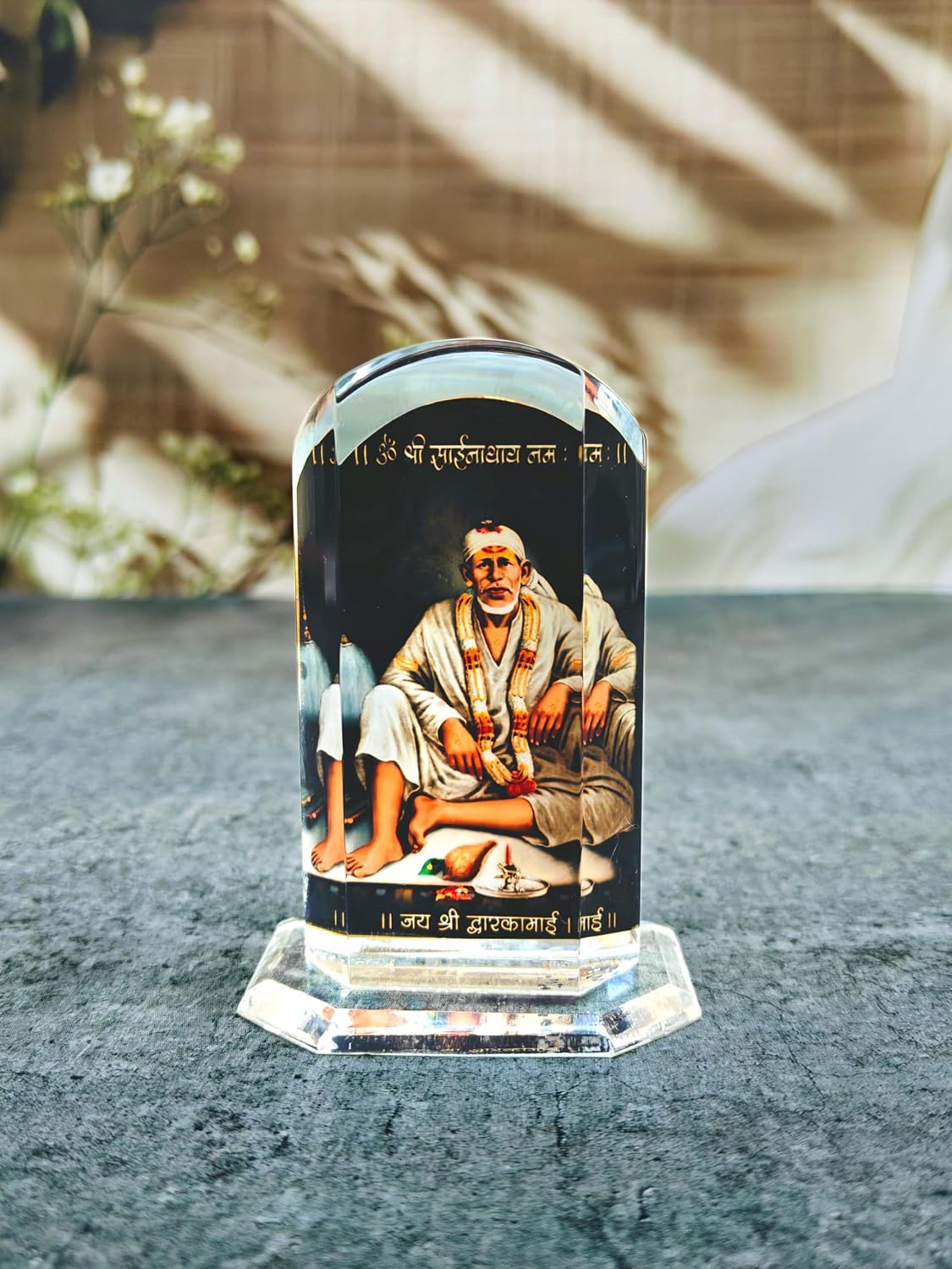 SHINDE EXPORTS sai Baba Acrylic car Dashboard Idol Cum Desk Stand 3.5 inches (Dwarkamai)