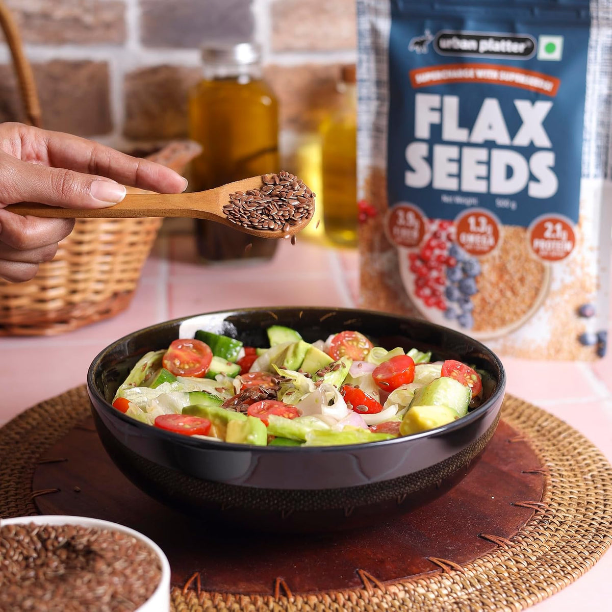 Urban Platter Flax Seeds, 500g (Alsi | Heart-Healthy | Protein and Fiber Rich | Use in salads | After meal Digestive)
