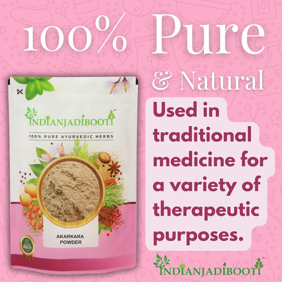 IndianJadiBooti Pure Akarkara Powder (Pellitory Root) | Traditional Botanical for Oral Harmony, Vocal Clarity & Nervine Vitality, 400 Grams | Pack Of 2