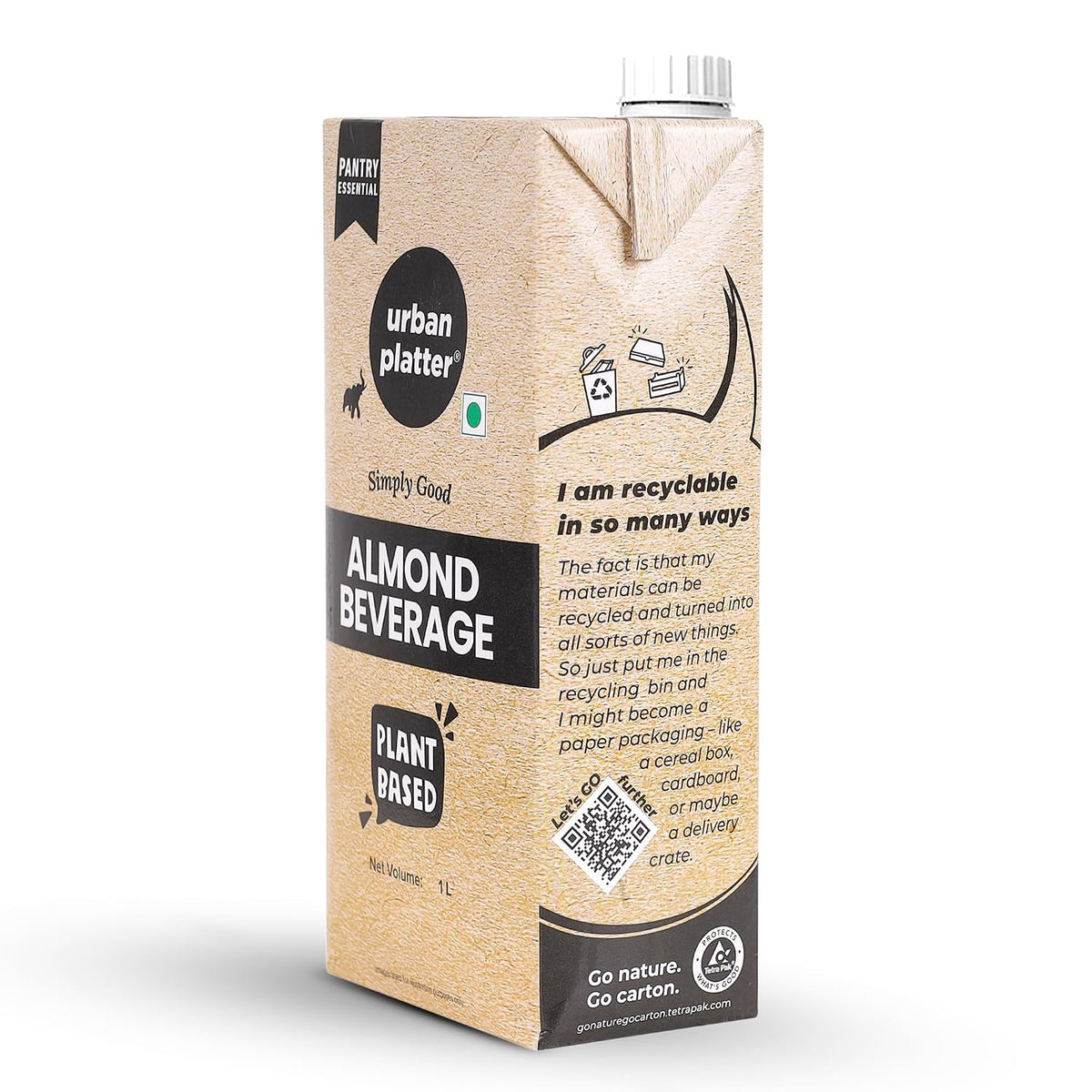 Urban Platter Almond Milk, 1 Litre (Unsweetened | Lactose-Free | Plant-Based Milk Alternative | Works Beautifully in Tea and Coffee)