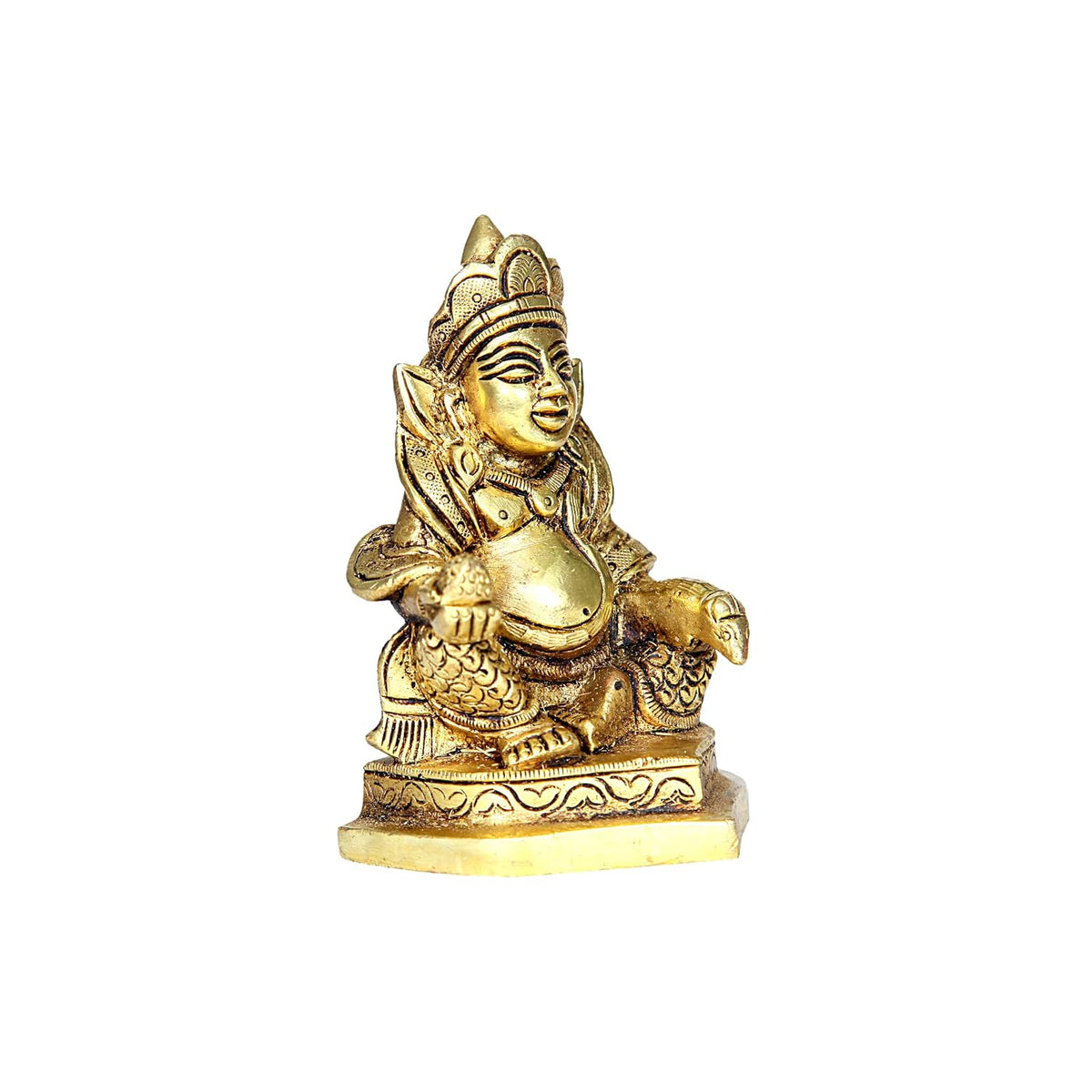 Aalayam Selveer Kubera Statue | Kuber Statue in Brass | Kubera Idol Brass | Kuber Murti Brass | Kuber Idol | Kuber Murti Brass Height 9.5cm Gold Colour 1 Piece