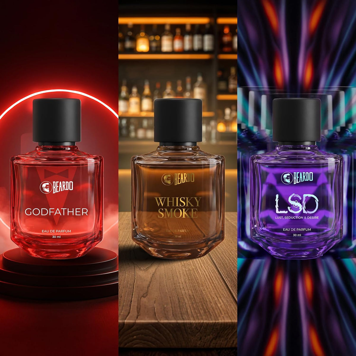 Beardo Hall Of Fame Perfume Giftset For Men | Fruity, Citrus, Woody | Eau De Parfum | Long lasting | 3x30ml | Perfume For Man | Gift For Men | Husband | Boyfriend