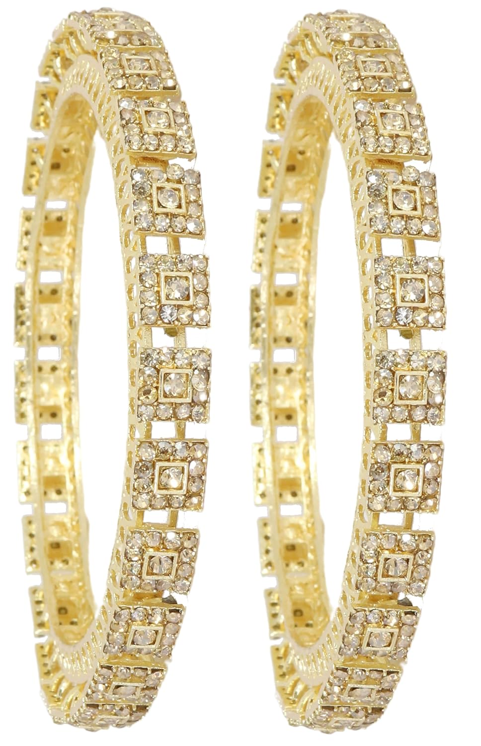NMII Gold Plated Metal with Zircon Stone Bangles Pacheli Style Trendy Kada Set For Girls & Women | Traditional Rajwadi Bangles | Women's Bangles Bracelet | Kada For Women- Set of 2
