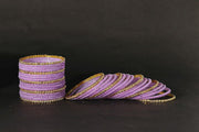 NMII Premium Glass & Golden Beads Velvet Bangle Set For Women and Girls | Velvet Chudi | Traditional Chudi Set | Designer Girl's Bangles Bracelet | Wedding, Party, Festive, Daily- Set of 34