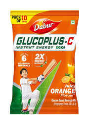 Dabur Glucoplus C Glucose Powder (Orange Flavour) 22gx10 Pouch