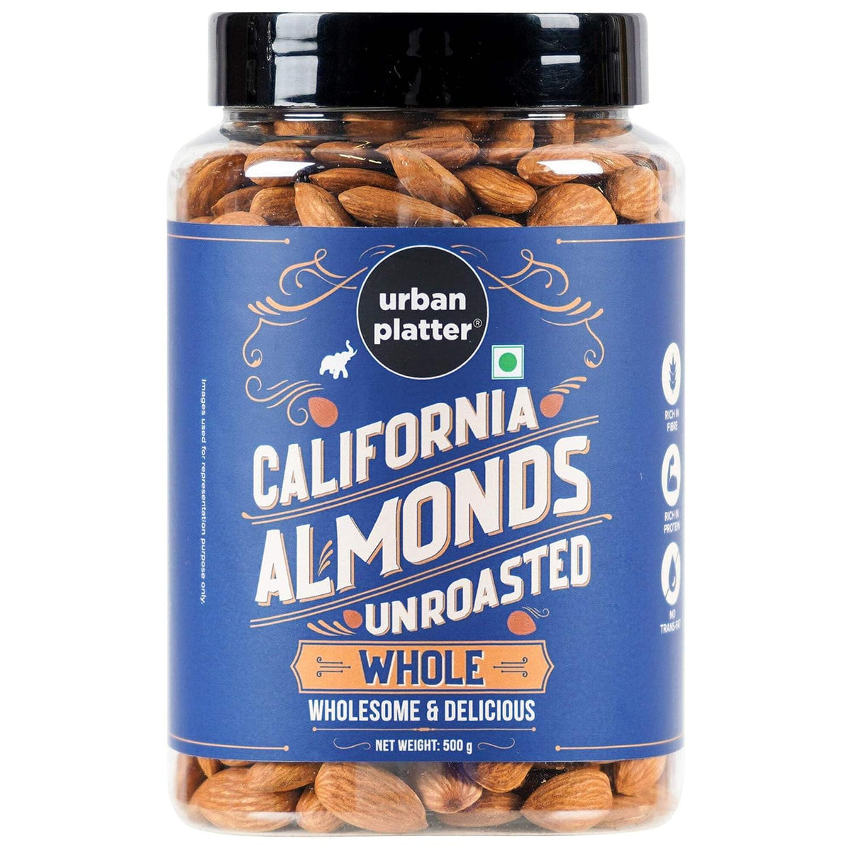 Urban Platter Raw California Almonds, 500G
