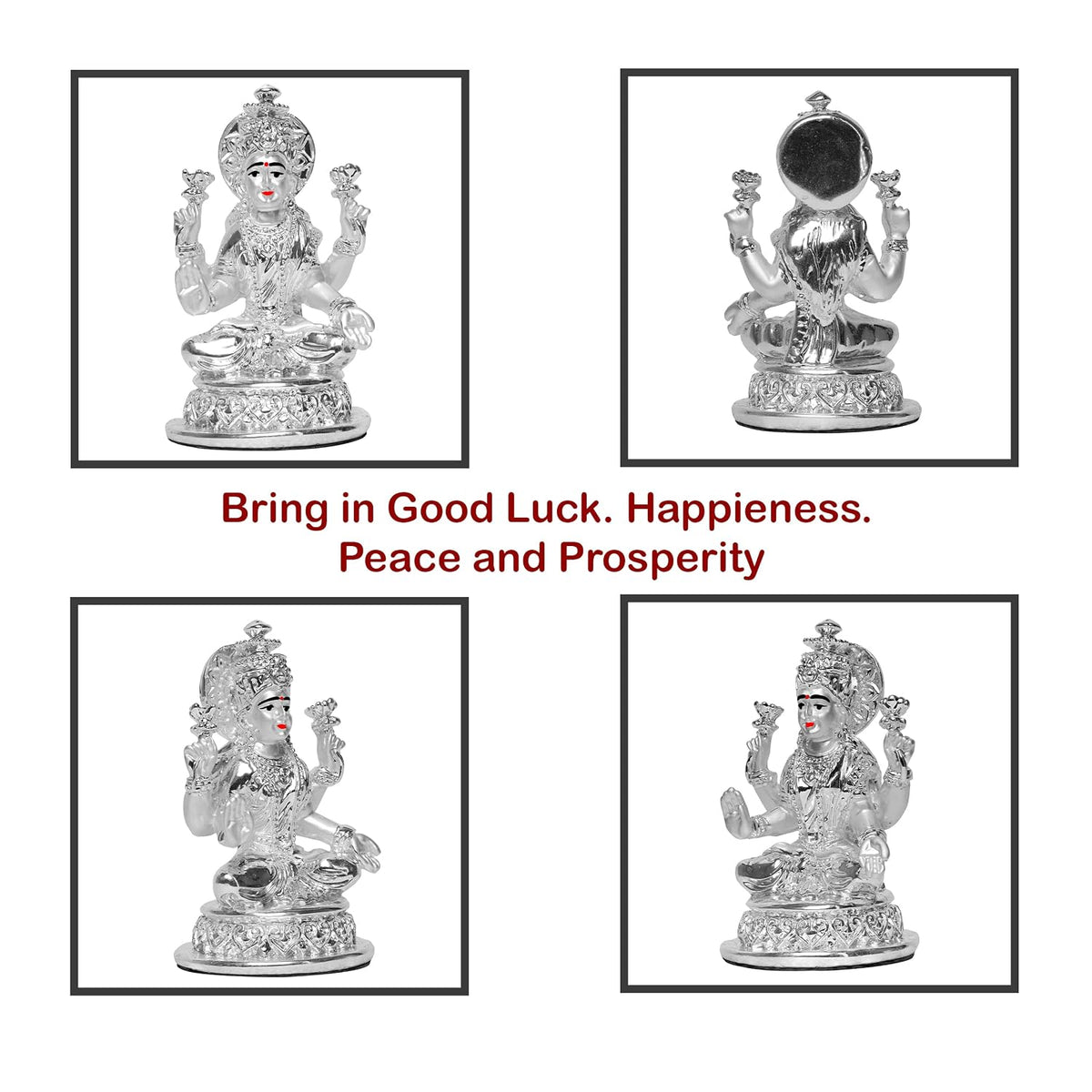 DIVINITI Lakshmi Idol for Home Decor 999 Silver Plated Sculpture of Maa Lakshmi Figurine Idol for Home, Office, Temple and Table Decoration Religious Idol for Pooja, Gift (5.7 CM X 6 CM)