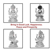 DIVINITI Lakshmi Idol for Home Decor 999 Silver Plated Sculpture of Maa Lakshmi Figurine Idol for Home, Office, Temple and Table Decoration Religious Idol for Pooja, Gift (5.7 CM X 6 CM)