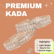 NMII Gold Plated Metal Kada Bangles Set For Women & Girls with American Diamond Stone | Stone Work Stylish Bangles Set | Traditional Bangles For Wedding, Party, Ocassion Fashion Jewellery- Set of 2