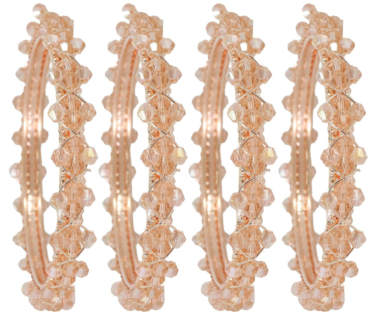 NMII Stylish Pearls Beads Bangles Set For Women & Girls | Women's Bangles Bracelet | Metal Bangles Kada Set For Wedding, Party, Festival, Daily | Women's Fashion Jewellery- Set of 4
