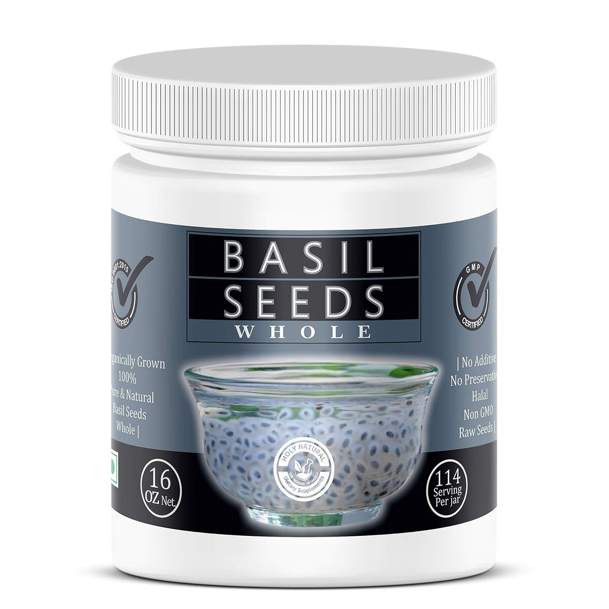Holy Natural Basil Seed (454gm) Tukmaria, Sabja Seeds, For Salad Dressing, Pasta Topping, Juice, Milk Shake & Cold Drink. Best for Dental Health, Weight Management, Blood Sugar, and Bones.