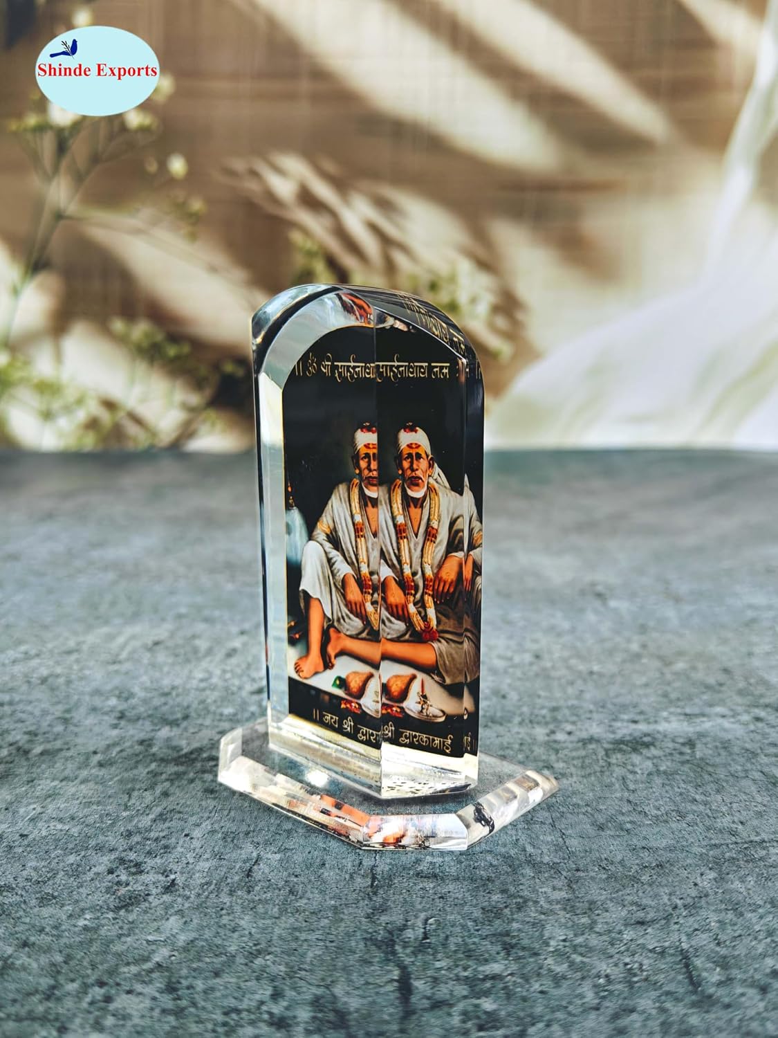 SHINDE EXPORTS sai Baba Acrylic car Dashboard Idol Cum Desk Stand 3.5 inches (Dwarkamai)