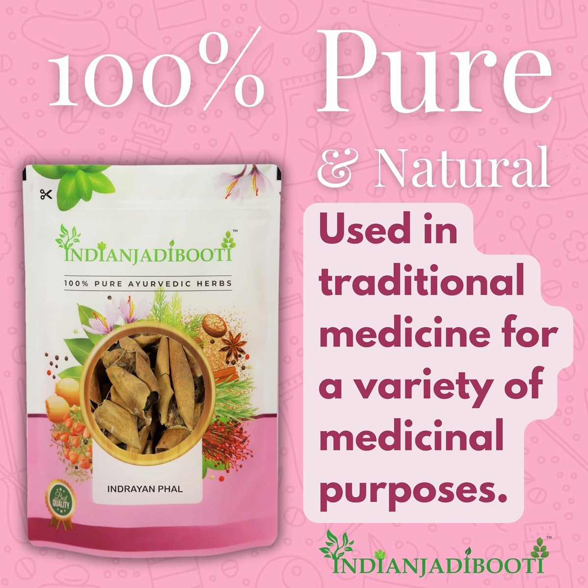 IndianJadiBooti Indrayan Phal (Citrullus Colocynthis) | 2 Packs (Total 200g / 100g Each) | Whole Dried Raw Herb | Traditional Tumba/Hanzal/Ghourumba | Natural Botanical Fruit (Grade A Sun-Dried)