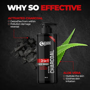 Beardo 3-in-1 Activated Charcoal Face Wash| Deep Cleanse, Exfoliate & Detoxify | All-in-One Face Wash for Oily Skin, Dirt & Pollution Removal | Oil Control Face wash for men 200ml