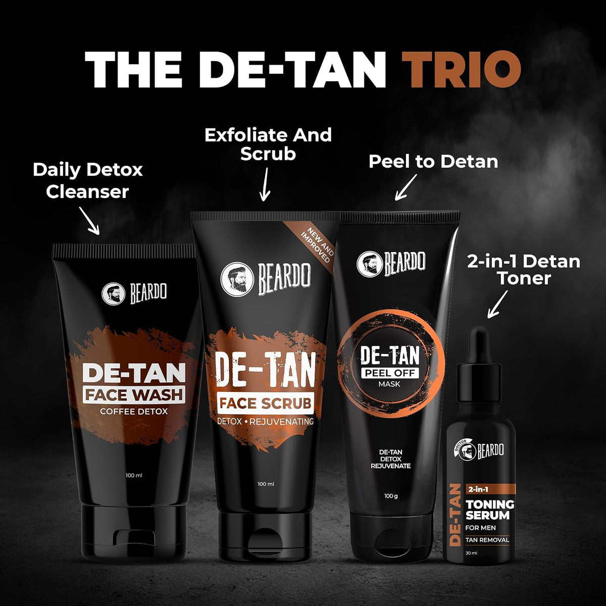 Beardo DeTan Peel off Face Mask for Men, 100g | Coffee Extract to Remove Tan & Deep Cleansing, Defeat Blackheads & Whiteheads, Face Mask for Glowing Skin