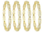 NMII Gold Plated Metal American Diamond Bangles Set For Women & Girls | Premium Traditional Design Kada Set For Women | Kada Bangles For Women | Wedding Fashion Jewellery- Set of 4