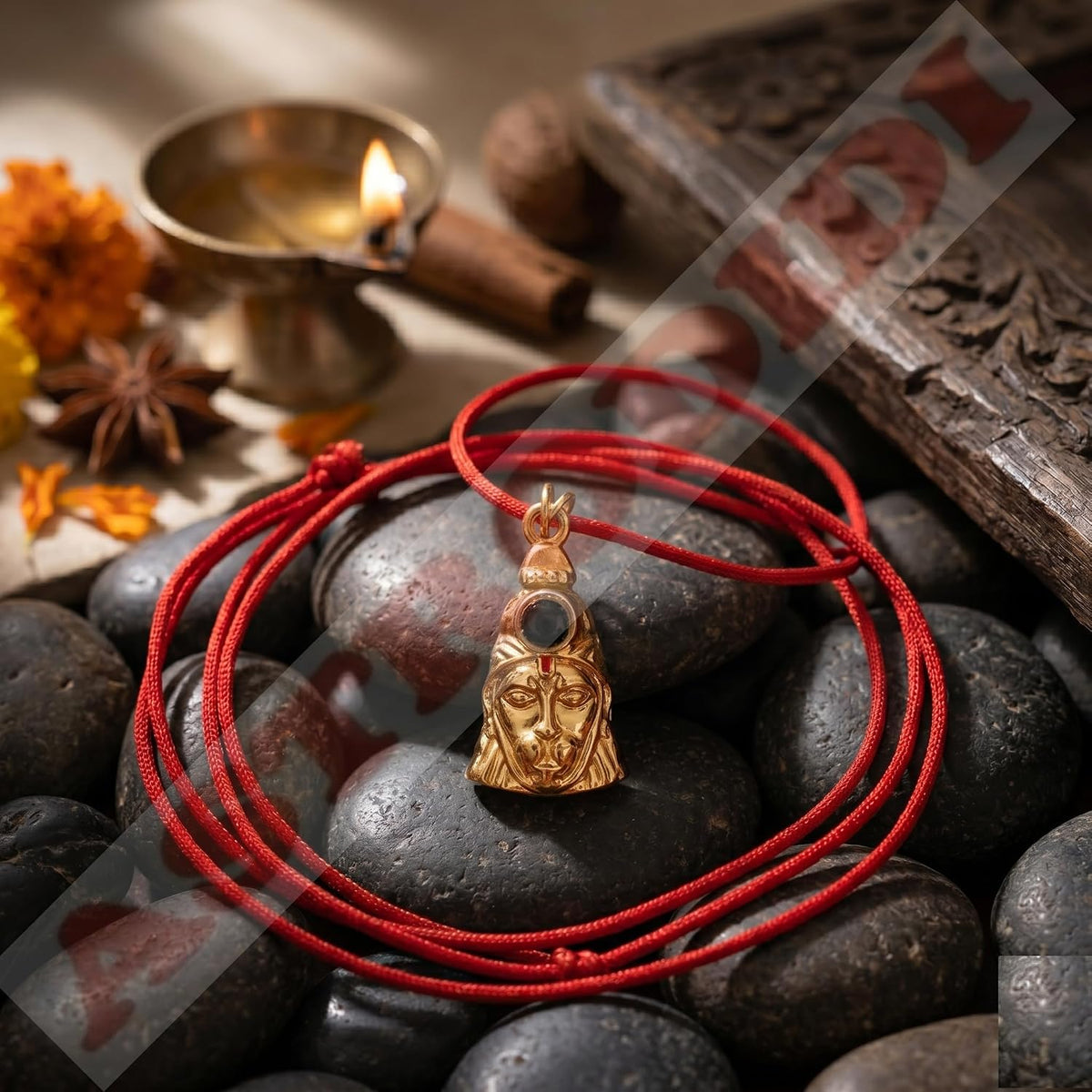 ASTRODIDI Shri Hanuman Chalisa Yantra Pendant | Gold Plated Locket with Nano-Inscribed Hanuman Chalisa | Divine Protection & Blessings Kawach with Red Thread for Wearing