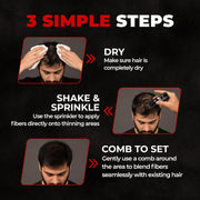 Beardo Hair Building Fiber for Men (12g) | Instant Hair Thickening & Bald Spot Coverage | Natural Salts & Iron Oxides | Sweat, Wind & Rain Resistant | Hyper-realistic hair-like texture | Black