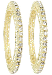NMII Designer Metal Zircon Diamond Stone Bangles Kada Set For Girls & Women | Latest Women's Bangles | Trendy Kada For Women | Metal Bangles | Bangles For Wedding, Party, Festive- Set of 2