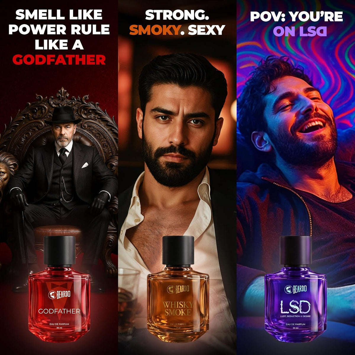 Beardo Hall Of Fame Perfume Giftset For Men | Fruity, Citrus, Woody | Eau De Parfum | Long lasting | 3x30ml | Perfume For Man | Gift For Men | Husband | Boyfriend