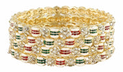 NMII Golden Metal Bangles Set For Women & Girls with Zircon Diamond Stone | Traditional Rajwadi Girl's Bangles Kangan | Fancy Women's Fashion Jewellery | Perfect for Wedding, Party, Festive- Set of 4
