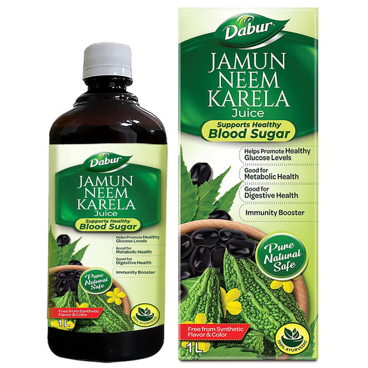 Dabur Jamun Neem Karela Juice - 1L & Dabur Ashwagandha Tablets - 60 tabs COMBO