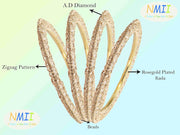 NMII Latest Gold Plated Metal with Zircon Diamond Stone & Pearls Moti Bangles Set For Women & Girls | Traditional Women's Bangles | Designer Fancy Kada For Women | Wedding Bangles- Set of 4