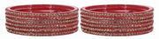NMII Glass with Zircon Gemstone and Beads Studdded Glossy Finished Traditional Bangle Set For Women and Girls