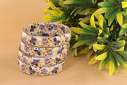 NMII Glass Kada Set For Women & Girls Studded With Beads & Flower Printed Glossy Finished | Stylish Kada For Gift, Wedding & Daily Use