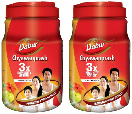 Dabur Chyawanprash - 2kg | 3X Immunity Action | With 40+ Ayurvedic Herbs | Helps Build Strength & Stamina | Builds Overall Health (Pack of 2)