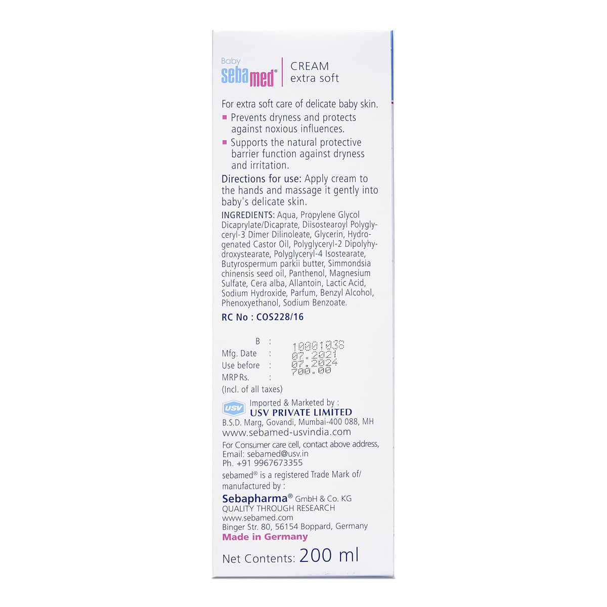 Sebamed Baby Cream Extra Soft|pH 5.5|Ideal for Dry Skin|200 ml (Pack of 3)