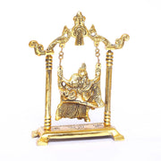 KridayKraft Radha Krishna on Swing jhula Metal Statue Gold Plated Decor Your Home,Office & Radha Krishna Murti,Showpiece Figurines,Religious Article...