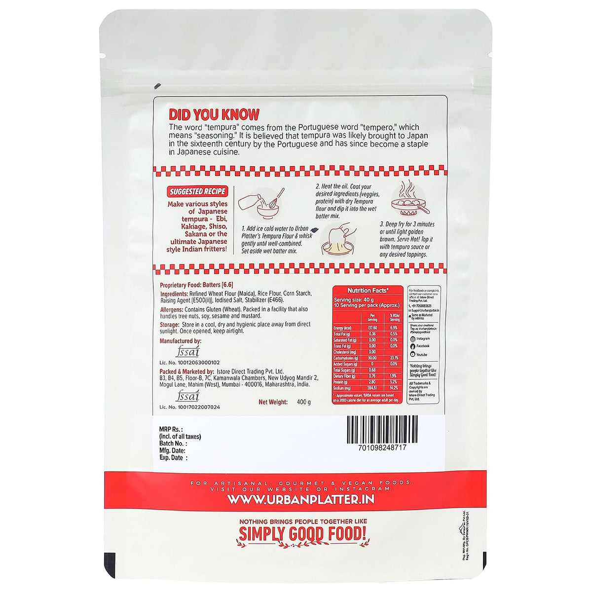 Urban Platter Japanese Style Tempura Batter Mix, 400 g