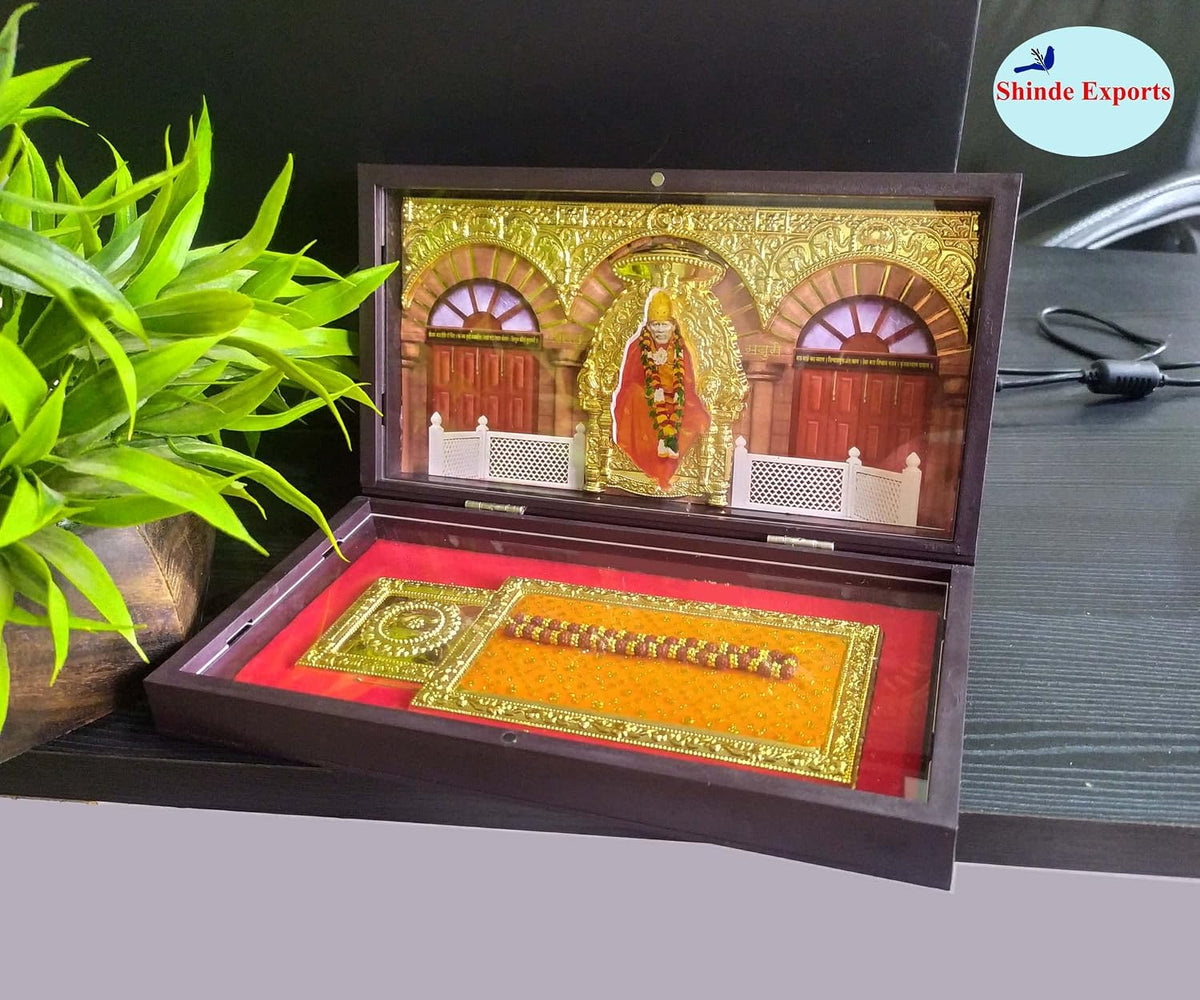 SHINDE EXPORTS Shirdi Sai Baba Charan paduka Gift Box for puja (Sai Samadhi Box)