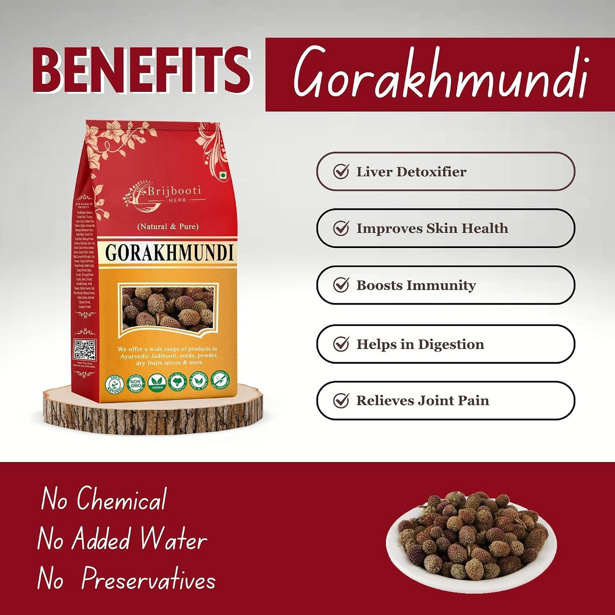 Brijbooti Gorakhmundi 200 Gr | Sphaeranthus Indicus | Whole Raw Gorakhmundi | Gorakh Mundi