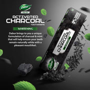 DABUR Herb'L Activated Charcoal Toothpaste 480G (120G x4, Pack of 4)|Whitening Black Gel Toothpaste|Fluoride Free|Fights Plaque & Extrinsic Stains|With Power of Mint|Cool & Refreshing Mouth Experience