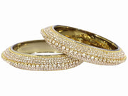 NMII Glass with Premium Golden Zircon Gemstone Studded Bangles Kada Set For Women & Girls | Fancy Glass Bangles | Traditional Kangan | Glass Bangles For Wedding, Party, Occasion Wear- Set of 2