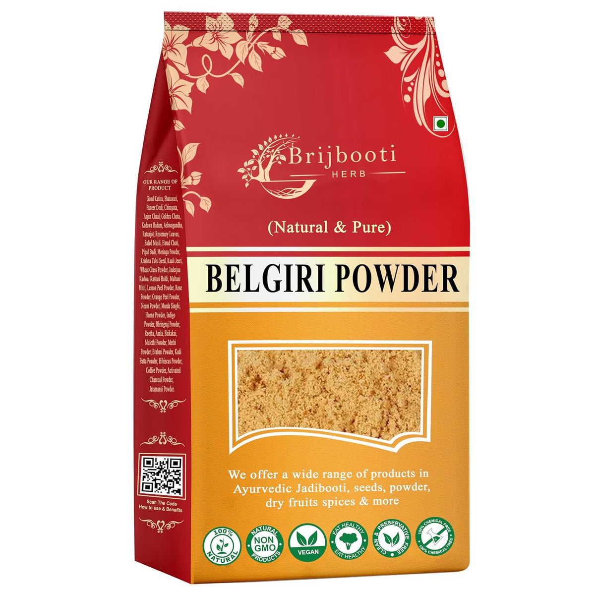 BrijBooti Bel Giri Powder Bealgiri -(400 Gr) | Dry Wood Apple For Digestive Health | Bael Fruit Powder For Immune Support - Bel Phal Aegle Marmelos.