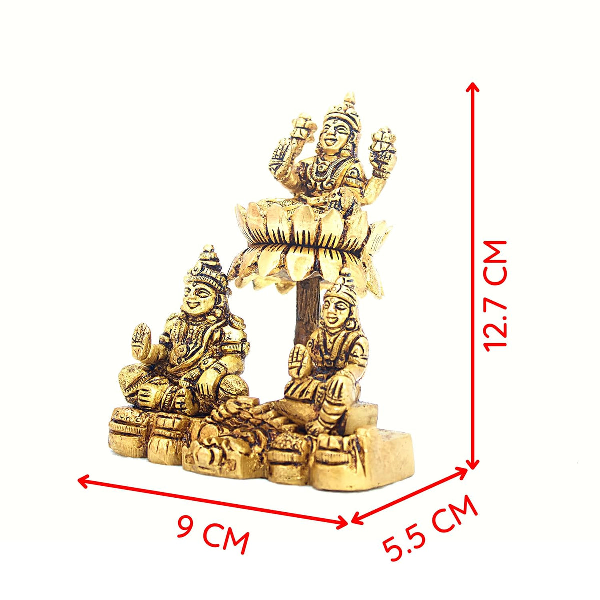 Aalayam Selveer Kuber Lakshmi Idol | Kuber Laxmi Murti | Lakshmi Kubera Statue Brass Height 12.7cm Gold Colour 1 Piece
