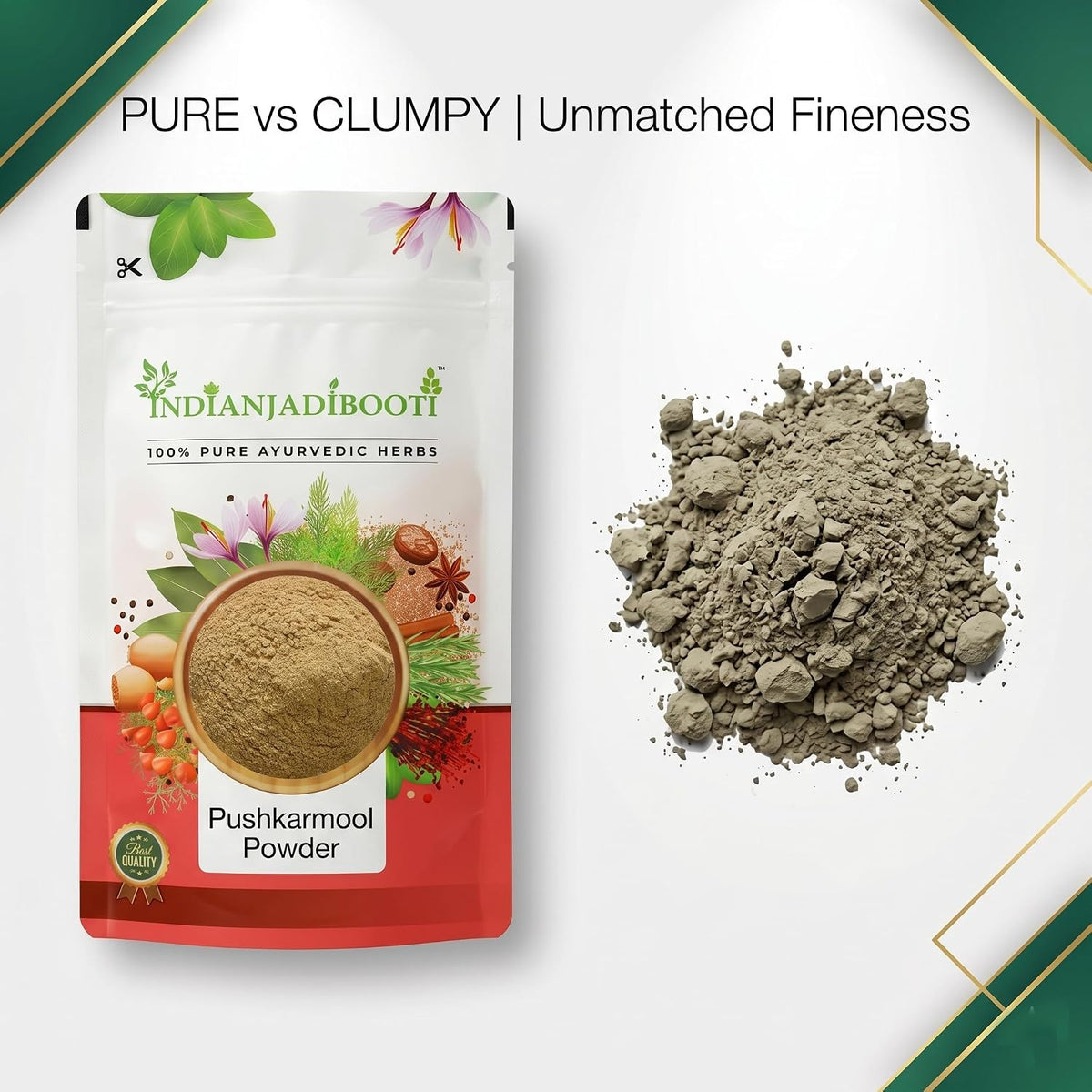 IndianJadiBooti Pure Pushkarmool Powder (Inula Racemosa) | Raw Ayurvedic Botanical for Respiratory Wellness, Chest Comfort & Heart-Centric Vitality (100g Pack of 2)