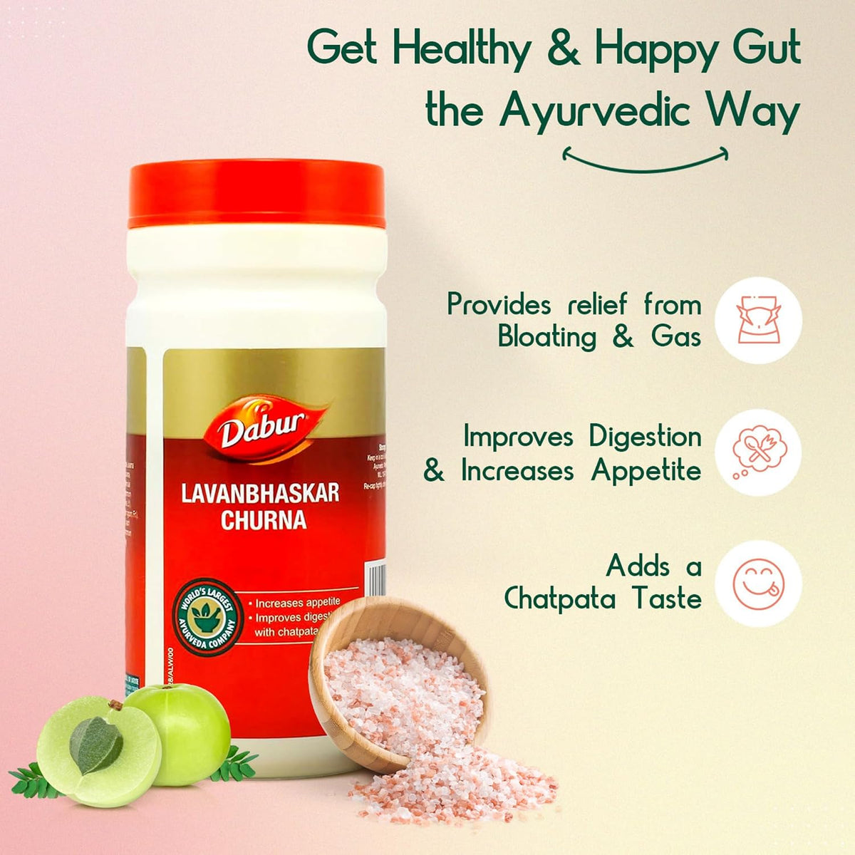 DABUR Lavan Bhaskar Churna - 500 g, Red