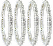 NMII Stylish Designer Metal Bangles Set For Women & Girls with Zircon Stone | Diamond Bangles | Traditional Bangles For Wedding, Party, Shadi, Function | Women's Fashion Jewellery- Set of 4