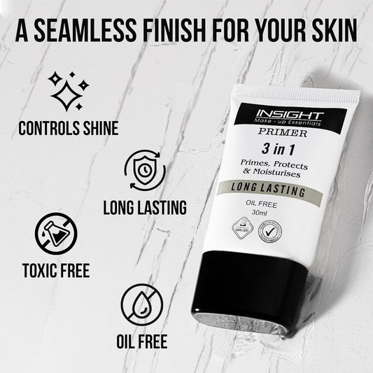 INSIGHT 3-in-1 Primer | Matte Finish | Primes, Protects & Moisturizes | Oil-Free with Pore Blurring | Long-Lasting Formula | For All Skin Types | 30ml