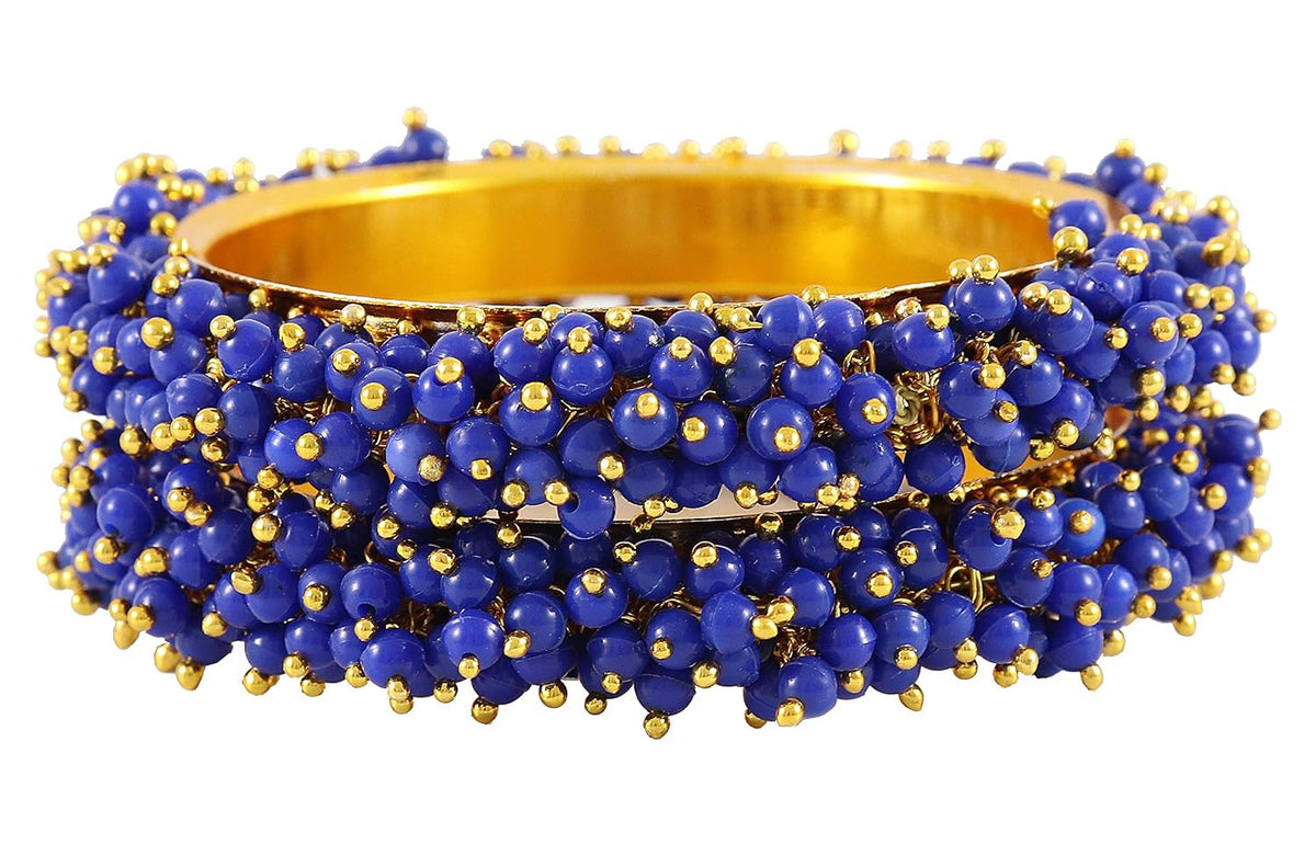 NMII Non-Precious Metal Base Metal with Pearl Studded worked Glossy Finished Kada Set For Women and Girls