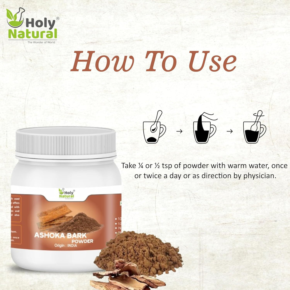 Holy Natural Ashoka Bark Powder - 250 gm | Ashok Chaal (Saraca Indica) Powder
