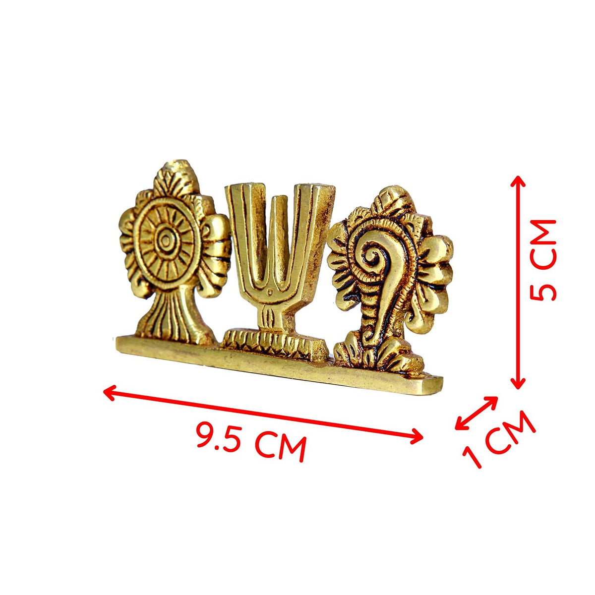 Aalayam Selveer Thenkalai Shankh Chakra Namah Stand | Thenkalai Shankh Chakra Nama Stand | Thenkalai Thiruman Sangu Chakram Stand 5cm Height Brass Gold Colour 1 Piece